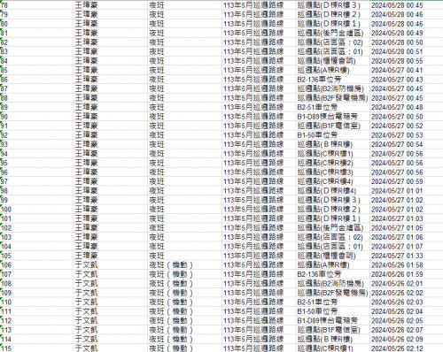 113.0501-31 夜間巡邏紀錄