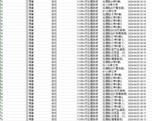 113.0401-30 夜間巡邏紀錄