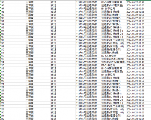 113.0501-31 夜間巡邏紀錄