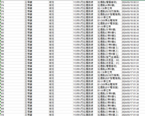 113.0501-31 夜間巡邏紀錄