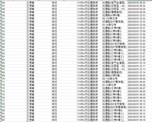 113.0501-31 夜間巡邏紀錄