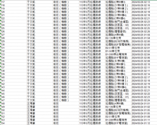 113.0501-31 夜間巡邏紀錄